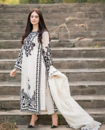 JAZMIN 3PC EMBROIDERED LAWN