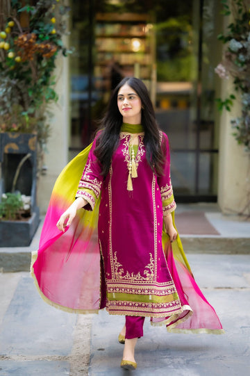 OMAL 3PC EMBROIDERED LAWN