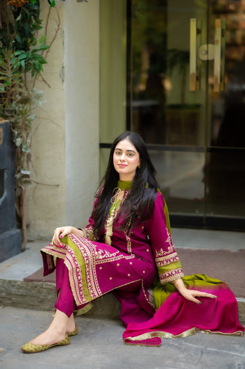 MEENA 3PC EMBROIDERED LAWN